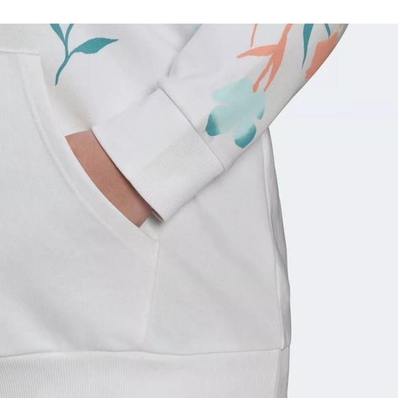 Adidas Women's Plus Size Floral Graphic Hoodie HB4572 White 3x NEW NWT - Picture 10 of 16